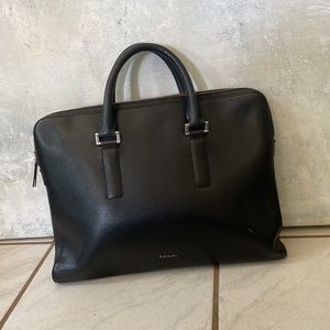 COPY - PAUL SMITH Black Embossed Leather Slim Business Folio Briefcase